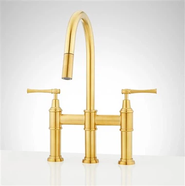 ব্রাশ করা গোল্ড ব্রিজ রান্নাঘরের কল